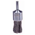 Stem Mounted End Brush, 3/4 in Dia, 1/4 in Shank, Stainless Steel Knotted Wire, 7/8 in Trim