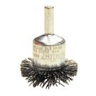 Circular Flared End Brush, 1-1/2 in Dia, 1/4 in Shank, Carbon Steel Crimped Wire, 7/8 in Trim