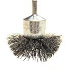 Circular Flared End Brush, 3 in Dia, 1/4 in Shank, Carbon Steel Crimped Wire, 7/8 in Trim