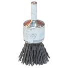 End Brush, 3/4 in Dia, 1/4 in Shank, Silicon Carbide Crimped Wire, 7/8 in Trim