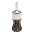 Stem Mounted End Brush, 3/4 in Dia, 1/4 in Shank, Steel Knotted Wire, 1-1/8 in Trim