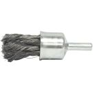 End Brush, 1/2 in Dia, 1/4 in Shank, Steel Knotted Wire, 1-1/8 in Trim