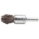 Controlled Flare Stem Mounted End Brush, 1/2 in Dia, 1/4 in Shank, Steel Crimped Wire, 7/8 in Trim