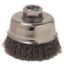 Cup Brush, 3 in Dia, M10x1.25, 0.014 in Steel Crimped Wire