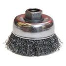 Cup Brush, 4 in Dia, 5/8-11, 0.02 in Steel Crimped Wire