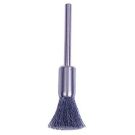 Miniature End Brush, 1/4 in Dia, 1/8 in Shank, Carbon Steel Fine Crimped Wire, 7/16 in Trim