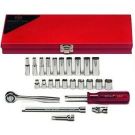 25-piece Drive Socket Set, Metric, Standard & Deep, 6 Point, Ratchet, Extensions, & Screwdriver Handle