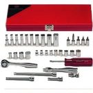 34-piece Drive Socket Set, SAE, Standard & Deep, 6, 8, & 12 Point, Ratchet, Extensions, & Screwdriver Handle