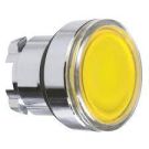 Head For Illuminated Push Button, Harmony XB4, Metal, Metal, Yellow, 22MM, Universal Led, Spring Return, Plain Lens