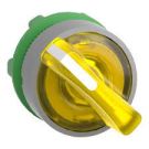 Head For Illuminated Selector Switch, Harmony XB5, Grey Bezel, Yellow Handle, 22MM, Universal Led, 3 Positions, Right To Left
