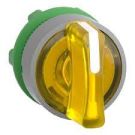 Head For Illuminated Selector Switch, Harmony XB5, Grey Bezel, Yellow Handle, 22MM, Universal Led, 3 Positions, Left To Center