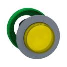 Head For Illuminated Push Button, Harmony XB5, Grey Bezel, Yellow Projecting, 30MM, Universal Led, Spring Return, Unmarked